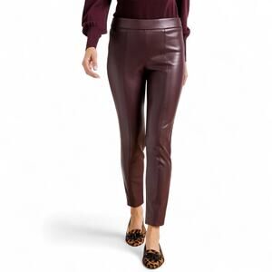 Talbots Women's Faux Leather Leggings Size 16 Rich Burgundy P233016329 Pants